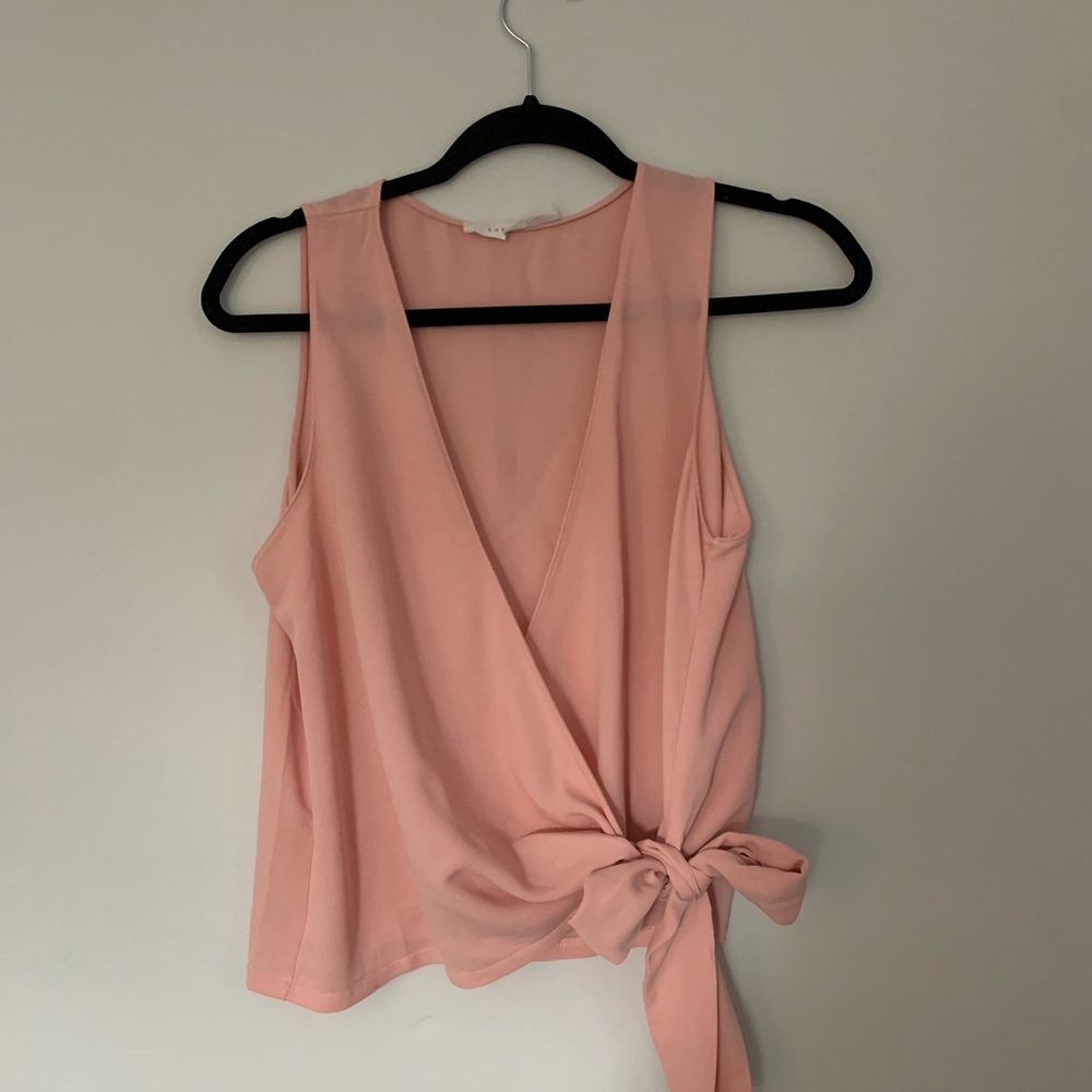 Pink side tie blouse